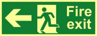 'Fire Exit (Man Arrow Left)' Sign, Flexible Photoluminescent Vinyl (400mm x 150mm)