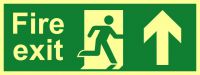 'Fire Exit (Man Arrow Up)' Sign, Flexible Photoluminescent Vinyl (400mm x 150mm)