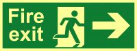 'Fire Exit (Man Arrow Right)' Sign, Flexible Photoluminescent Vinyl (400mm x 150mm)