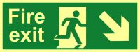 'Fire Exit (Man Arrow Down/Right)' Sign, Flexible Photoluminescent Vinyl (400mm x 150mm)