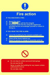 'Fire Action Procedure' Sign, Flexible Photoluminescent Vinyl (200mm x 300mm) 1