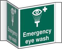 Emergency Eyewash Projection Sign (200mm face). Manufactured from strong rigid PVC and is non-adhesive; 0.8mm thick.