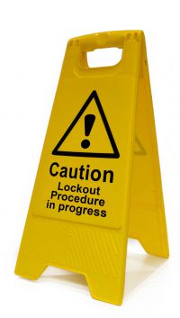 'Caution Lockout Procedure In Progress', Heavy Duty A Board (620mm x 200mm)