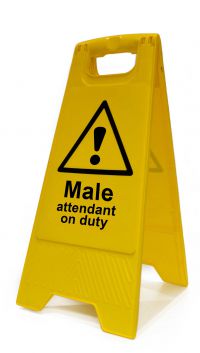 'Male Attendant On Duty', Heavy Duty A Board (620mm x 200mm)