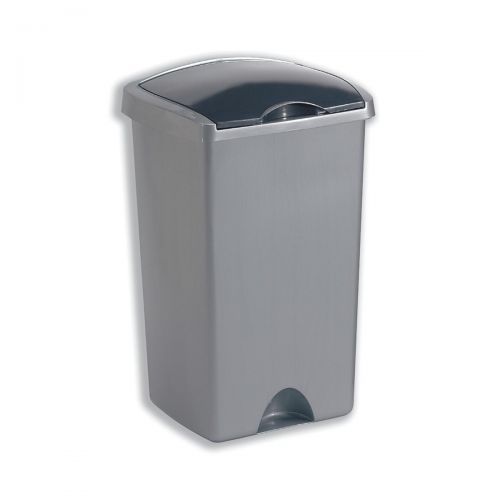 Addis Lift Up Lid Bin Plastic 50 Litres Metallic Silver Ref 015381