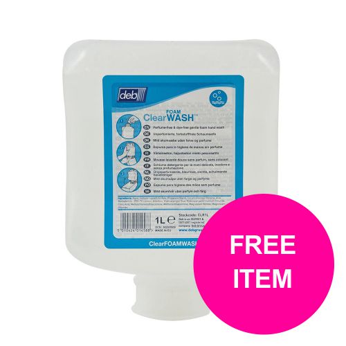 DEB Clear Foaming Soap 1 Litre N03869&FOC Disp [Free Dispenser]