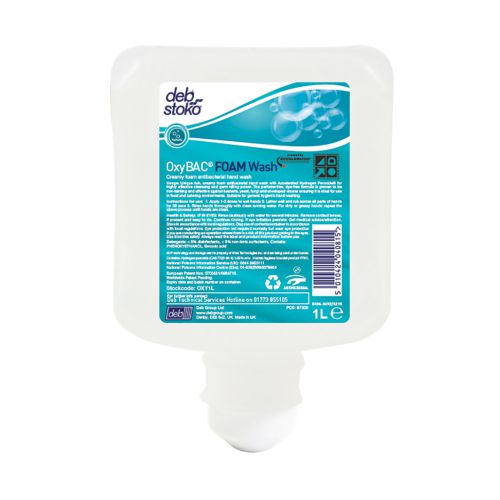 DEB Stoko Oxybac Foam Handwash Refill 1 Litre N03852 [Pack 6] [Free Dispenser]