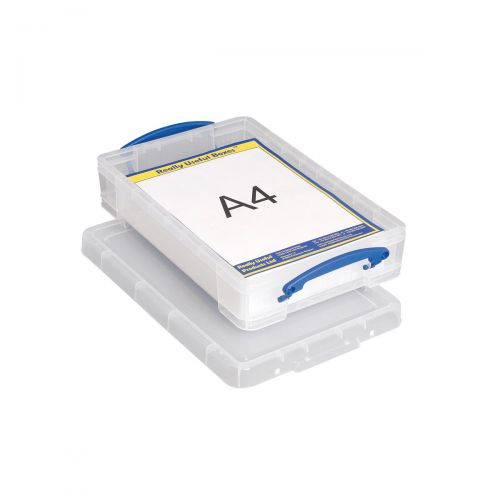 Really Useful Storage Box Plastic Lightweight Robust Stackable 4 Litre W255xD395xH88mm Clear Ref 4C