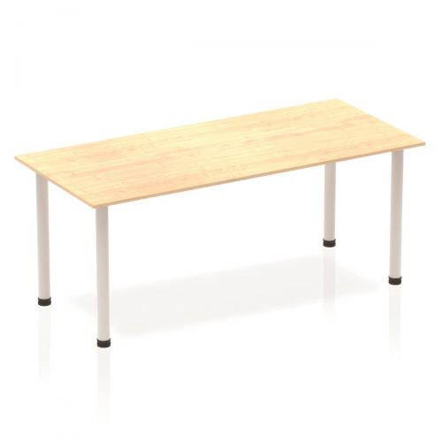Sonix Rectangular Silver Post Leg Table 1800x800mm Maple Ref BF00193