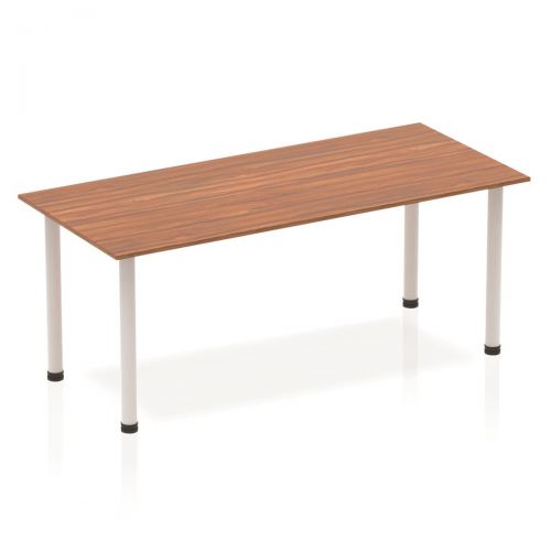 Sonix Rectangular Silver Post Leg Table 1800x800mm Walnut Ref BF00187