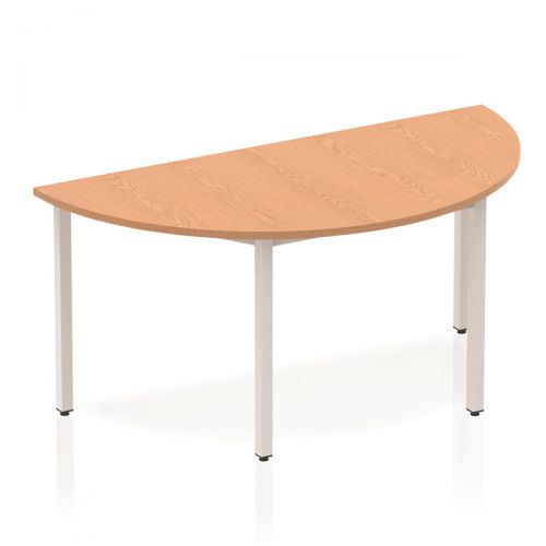Trexus Semi-circular Box Frame Silver Leg Table 1600x800mm Oak Ref BF00138