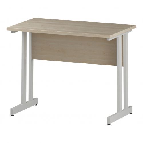 Trexus Rectangular Slim Desk White Cantilever Leg 1000x600mm Maple