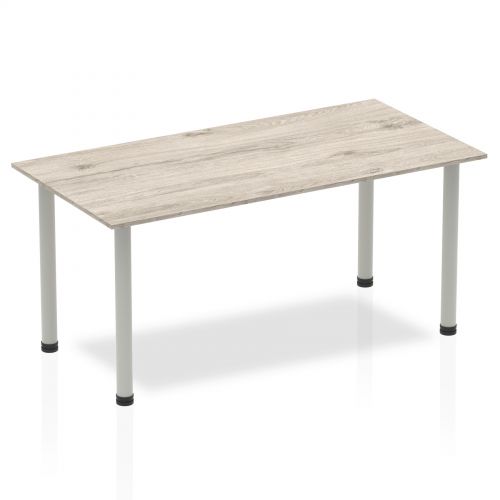 Sonix Square Silver Post Leg Table 1600x800mm Grey Oak Ref