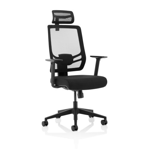 Trexus Ergo Twist Fabric Seat Mesh Back Headrest Black Ref KC0298