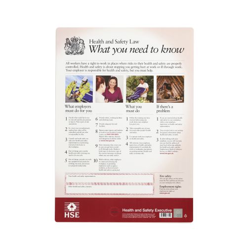 Health and Safety Law HSE Statutory Poster PVC W420xH595mm A2 Framed