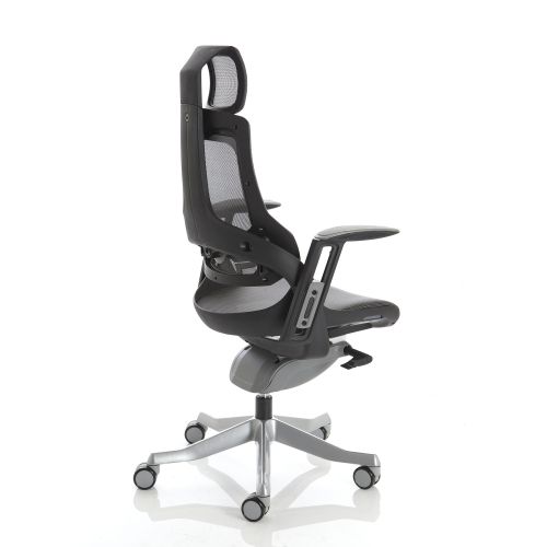 Adroit Zure Executive Chair With Headrest Black Frame Mesh Charcoal Ref Kcup1281
