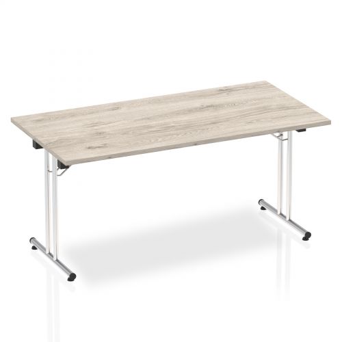 Sonix Rectangular Chrome Leg Folding Meeting Table 1600x800mm Grey Oak Ref