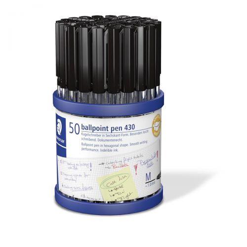 Staedtler Clear Ballpoint Stick 430M Ball Pen Line Tip Blue Ink
