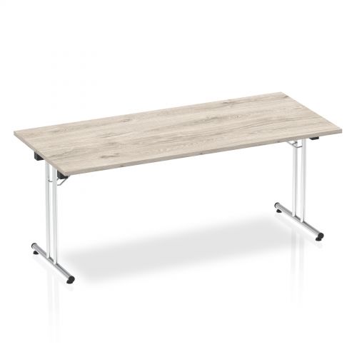 Sonix Rectangular Chrome Leg Folding Meeting Table 1800x800mm Grey Oak Ref