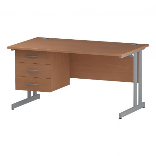 Trexus Rectangular Desk Silver Cantilever Leg 1400x800mm Fixed