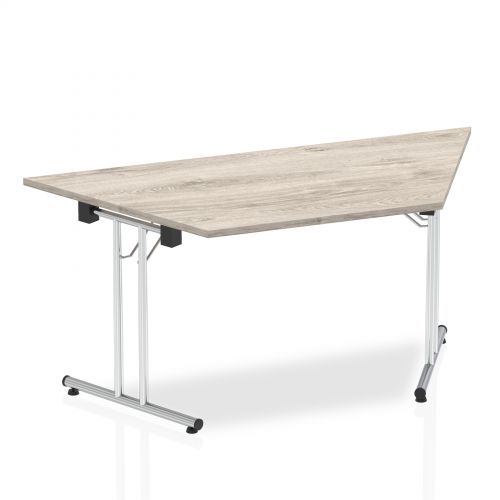 Sonix Trapezoidal Chrome Leg Folding Meeting Table 1600x800mm Grey Oak Ref
