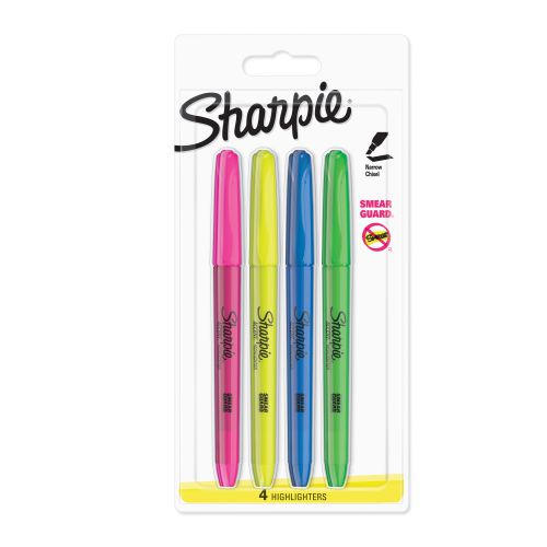 Assorted Colours Pack of 4 Chisel Tip Sharpie Fluo XL Highlighter