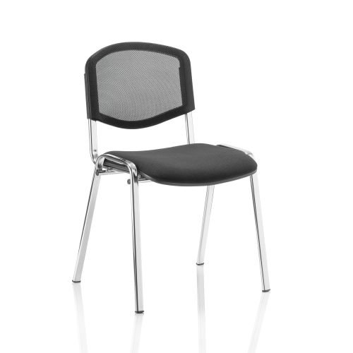 Trexus ISO Stacking Chair Without Arms Black Mesh Chrome Frame Ref BR000073