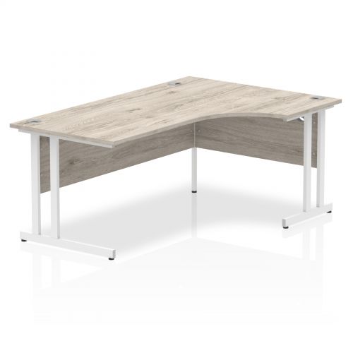 Trexus Radial Desk Right Hand White Cantilever Leg 1800mm Grey Oak Ref I003529
