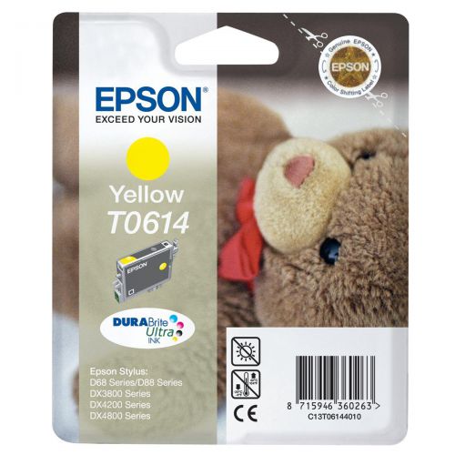 Epson T0614 Inkjet Cartridge Teddybear Page Life 250pp 8ml Yellow Ref C13T06144010