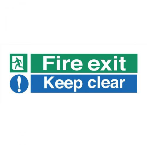 Stewart Superior Fire Exit Sign Keep Clear W450xH150mm Self-adhesive Vinyl Ref SP126SAV