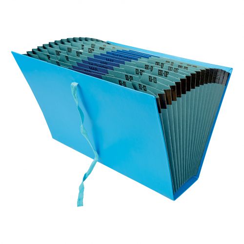 5 Star Office Expanding File 16 Pockets 1-31 A-Z Jan-Dec Cloth Tie Fastening Foolscap Blue