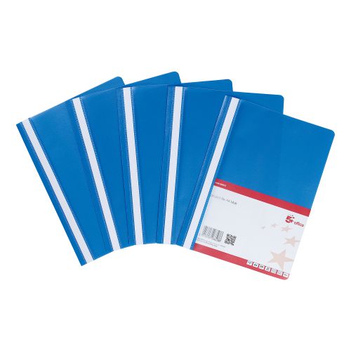 5 Star Project Flat File Lightweight Polypropylene with Indexing Strip A4 Blue 330372 [Pack 5]
