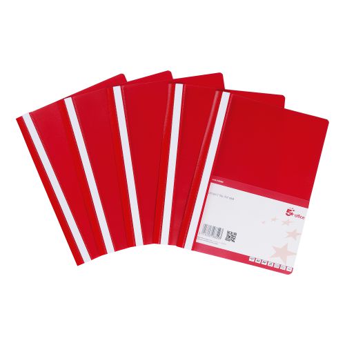 5 Star Project Flat File Lightweight Polypropylene with Indexing Strip A4 Red 330380 [Pack 5]