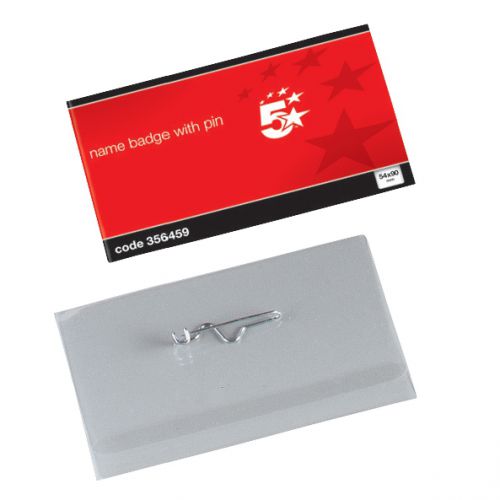 5 Star Name Badge 54X90mm with Pin Pk50