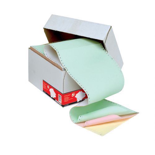 Listing Paper 4-Part NCR Stub Perf 11inch x 241mm Plain  White/Yellow/Green/Pink [500] Q42