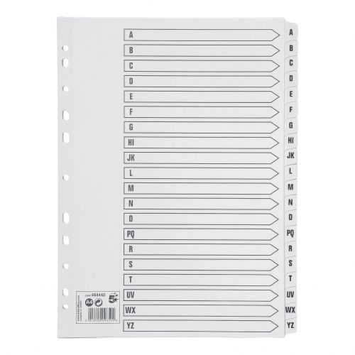 5 Star Office Index A Z Multipunched Mylar Reinforced Strip Tabs