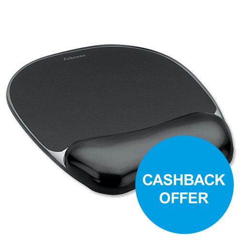 Fellowes Crystal Mouse Mat Pad With Wrist Rest Gel Black Ref