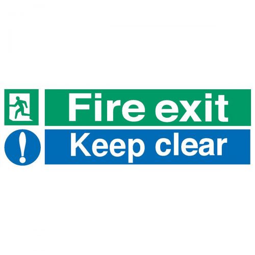 Stewart Superior Fire Exit Sign Keep Clear W600xH200mm Self-adhesive Vinyl Ref SP055SAV