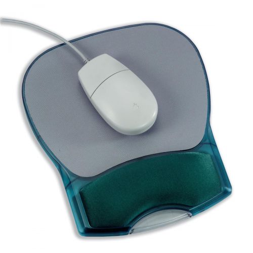 Mouse Mat Pad with Wrist Rest Gel Translucent Blue