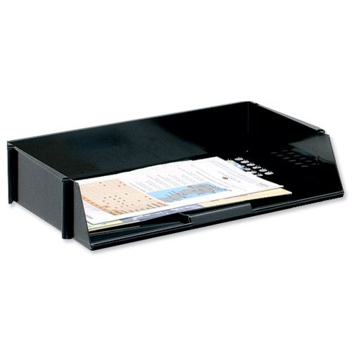 Basic Letter Tray Wide Entry High-impact Polystyrene Stackable Black