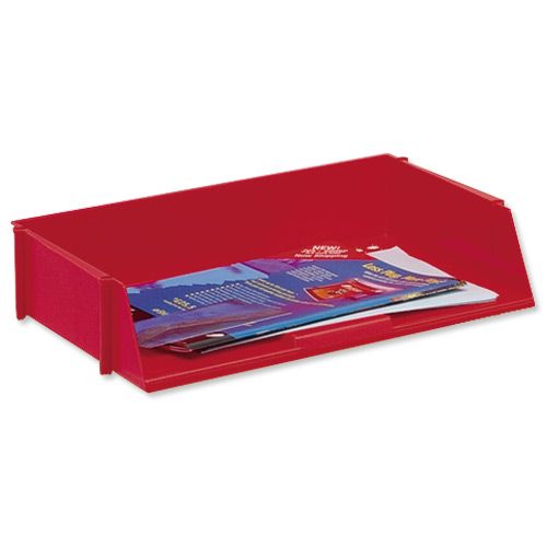 Basic Letter Tray Wide Entry High-impact Polystyrene Stackable Red