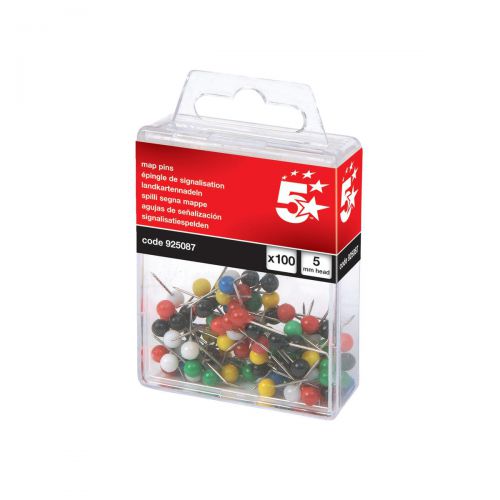 Map Pins 20mm Assorted Colours [Pack 100]