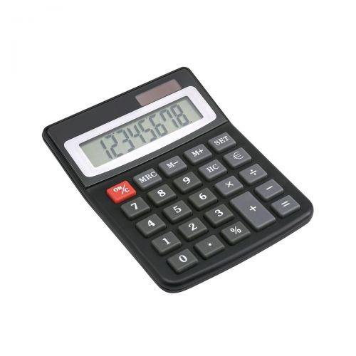 5 Star Office Desktop Calculator 8 Digit Display 3 Key Memory Battery/Solar Power 100x13x130mm Black