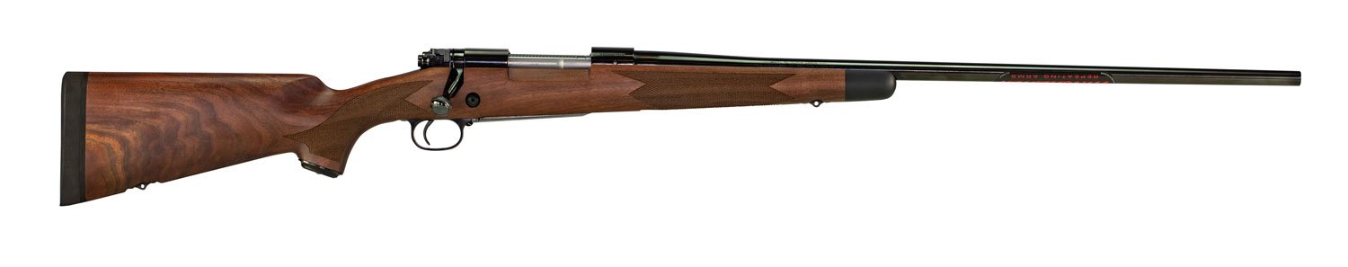 Winchester Repeating Arms 535203229 Model 70 Super Grade 264 Win Mag Caliber with 3+1 Cap, 26” Brl High Polished Blu Metal & Satin Fancy Walnut Stk