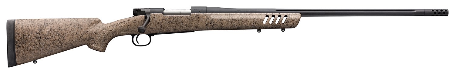 Winchester Guns 535243299 Model 70 Long Range 6.8 Western 4+1 24” Mat Blk Blk Webbed Tan Fixed Bell & Carlson w/Alum Bedding Stk RH (FS)