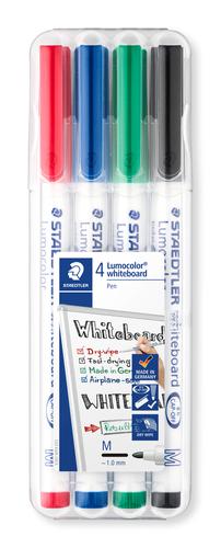 Staedtler Lumocolor Whiteboard Marker Bullet Tip 2mm Line Assorted Colours (Pack 4) - 351WP4