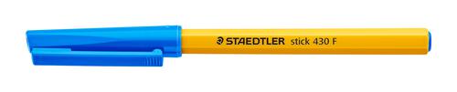 33303TT - Staedtler 430 Stick Ballpoint Pen 0.8mm Tip 0.30mm Line Blue (Pack 10) - 430F3