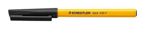 Staedtler 430 Stick Ballpoint Pen 0.8mm Tip 0.30mm Line Black (Pack 10) - 430F9 Staedtler