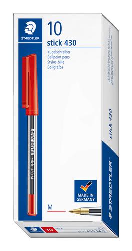 Staedtler Stick 430 Ballpoint Pen Medium Red (Pack of 10) 430-M2