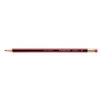 Staedtler 112 Tradition HB Pencil Rubber Tip Red/Black Barrel (Pack 12) - 112HBRT